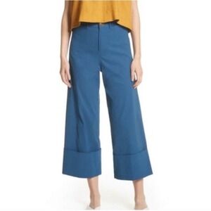 Sea New York Winona Wide Leg Cuffed Trouser Pants Women's Size 8 High Rise Blue